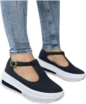 Aniywn Womens Platform Shoes Closed Toe Wedge Sandals Summer Casual Non-Slip Ankle T-Strap Comfort Shoes Walking Loafers