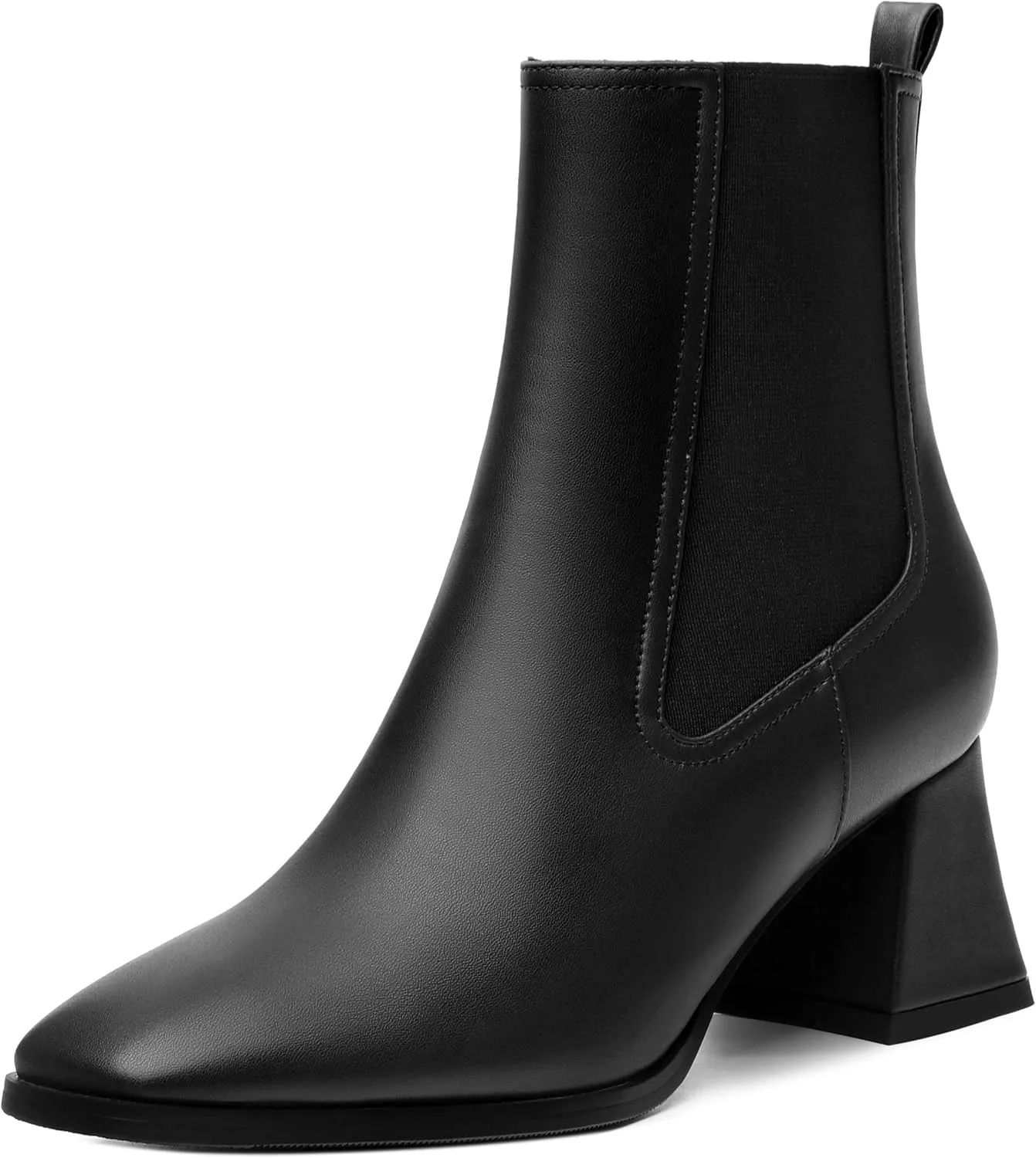 Ankle Boots for WomenFashionable Soft Elastic Ankle BootsSquare Toe Chunky Mid Heel Women's Ankle Booties