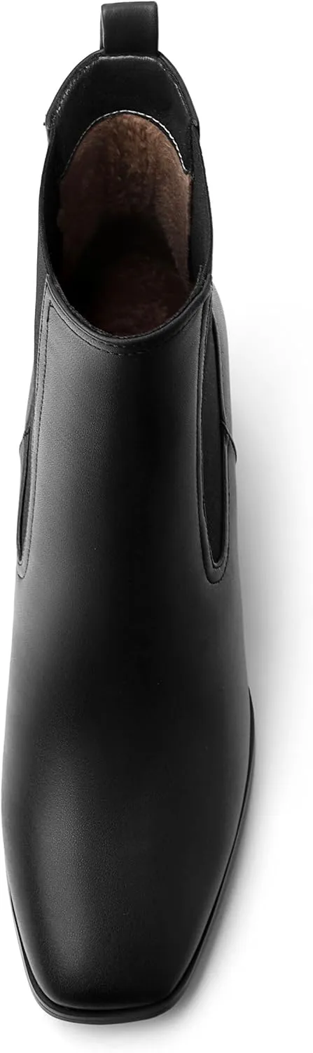 Ankle Boots for WomenFashionable Soft Elastic Ankle BootsSquare Toe Chunky Mid Heel Women's Ankle Booties