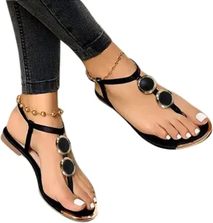 Ankle Strap Sandals for Women, Dressy Thong Sandals Womens Clip Toe Flats Sandals Summer Casual Gladiator Sandals Dressy Womens Walking Sandals