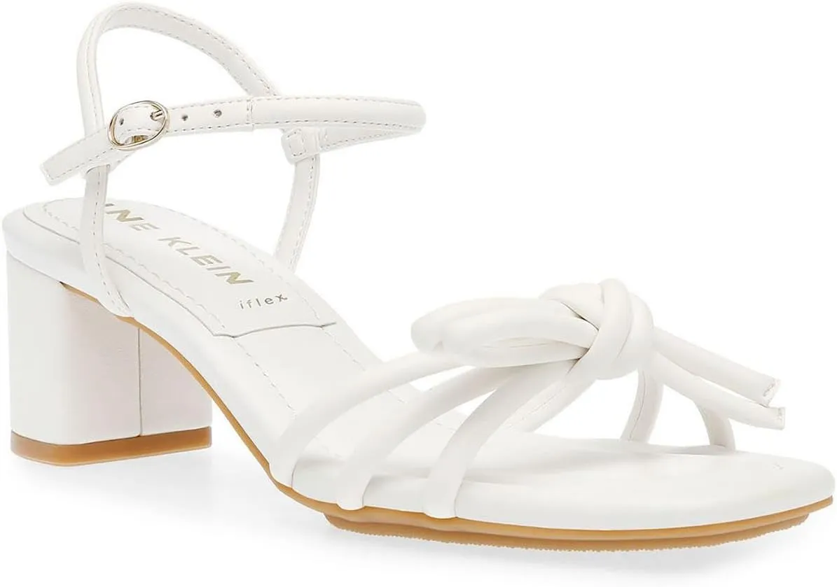 Anne Klein Womens Keilly Faux Leather Ankle Strap Block Heel