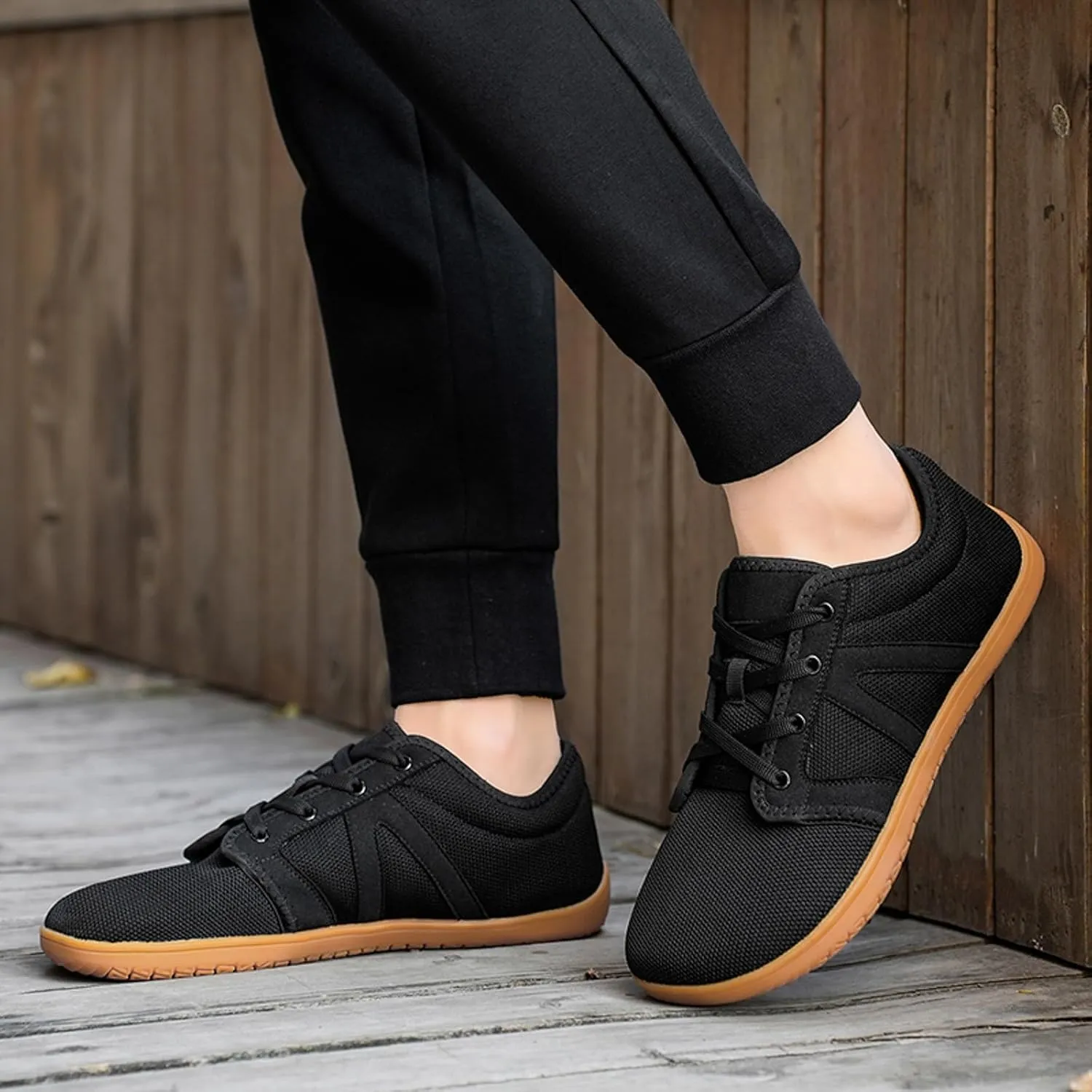 Arch Support Non Slip Minimalist Shoes for Men Breathable Elastic Fly Woven Mesh Sneaker Non Slip Walking Shoes