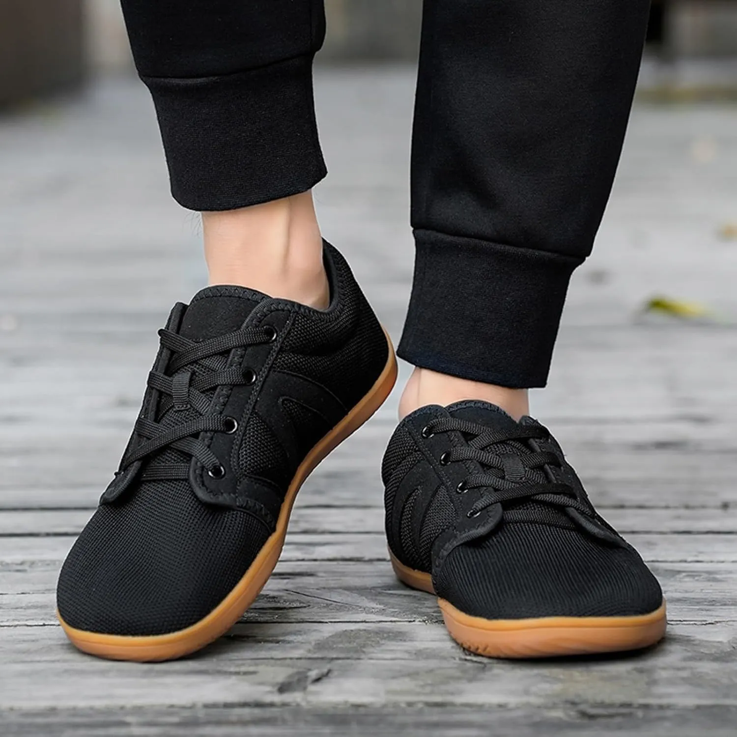 Arch Support Non Slip Minimalist Shoes for Men Breathable Elastic Fly Woven Mesh Sneaker Non Slip Walking Shoes
