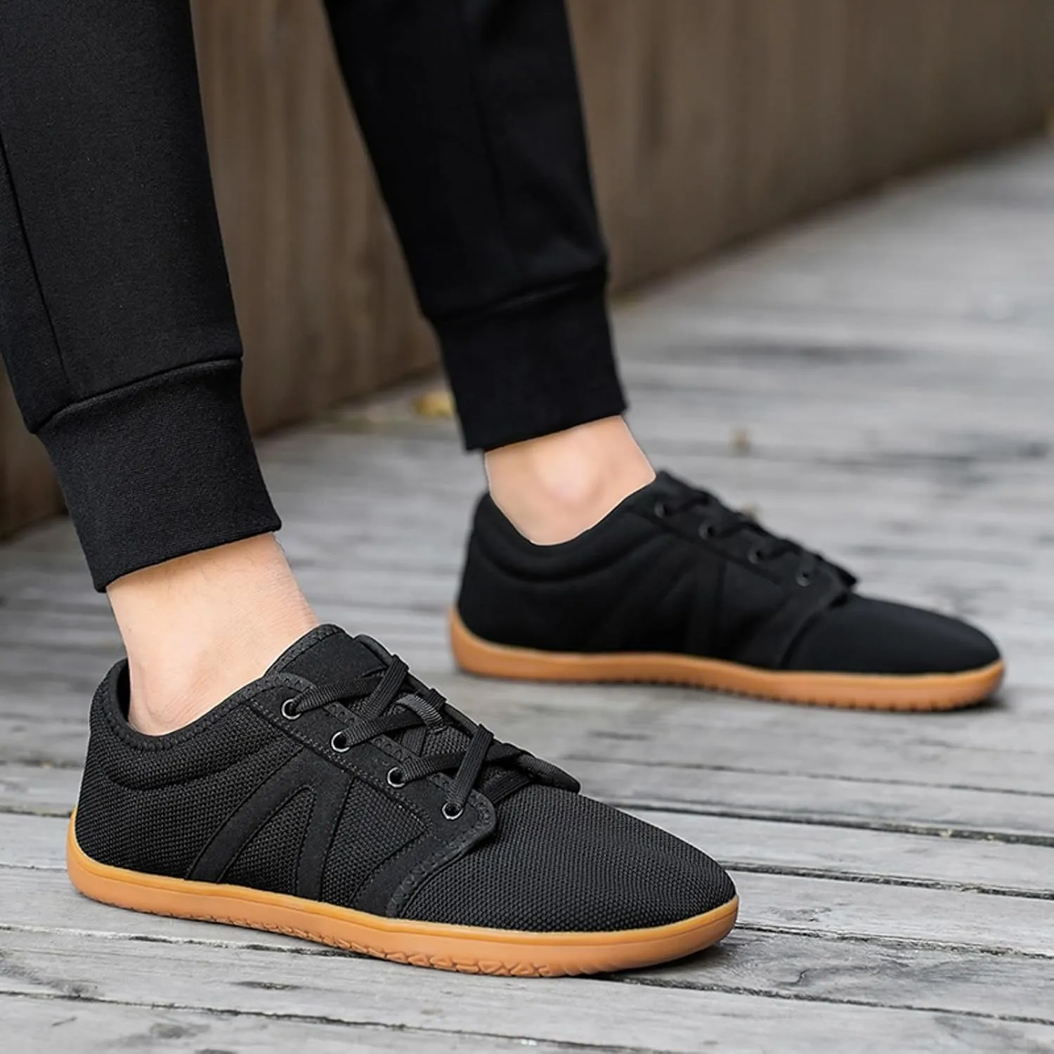 Arch Support Non Slip Minimalist Shoes for Men Breathable Elastic Fly Woven Mesh Sneaker Non Slip Walking Shoes