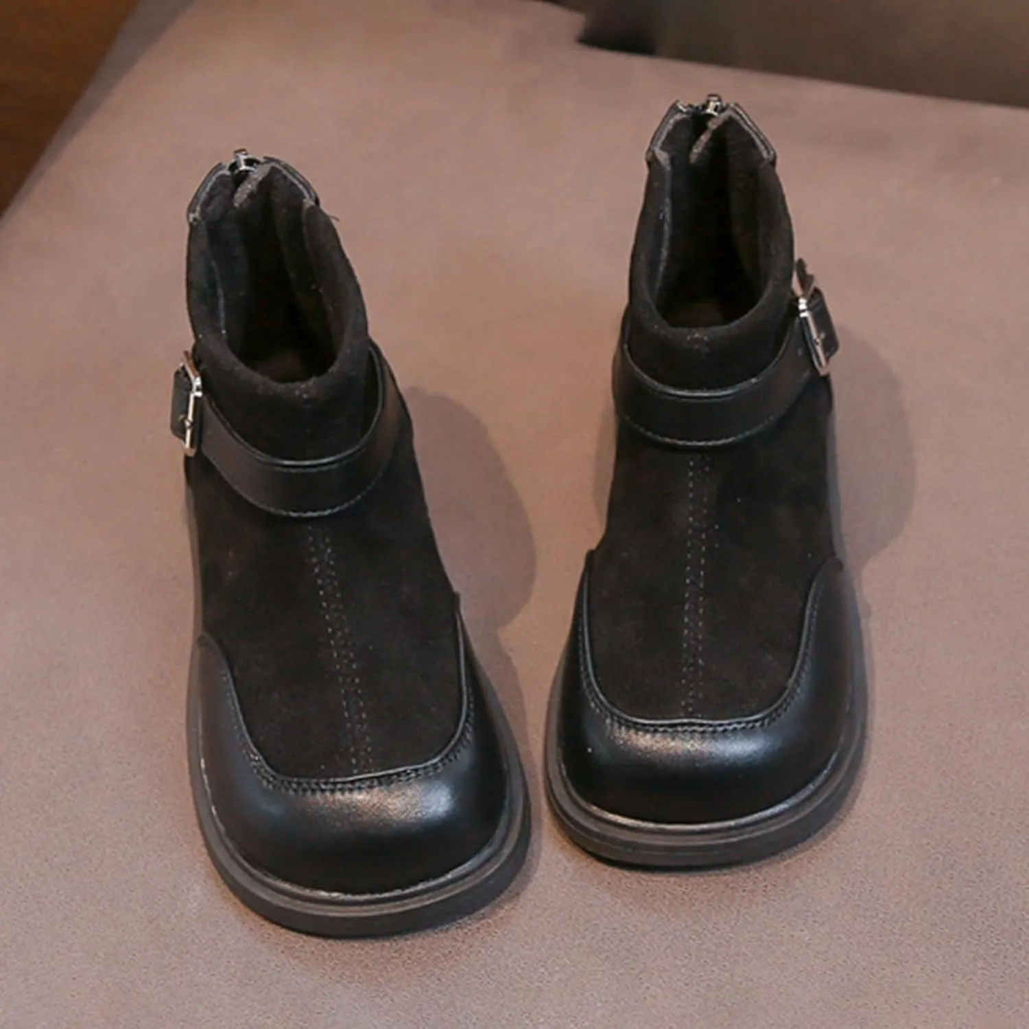 Baby Booties Boys Toddler Little Kid Warm Furry Winter Ankle Flat Snow Boot Snowproof Solid Color Boots Flat Platform