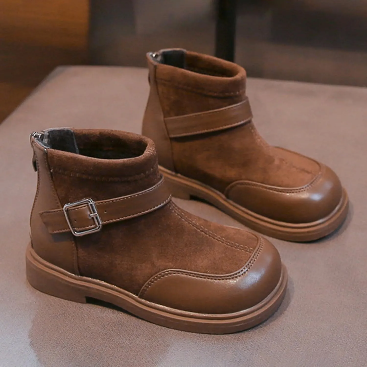 Baby Booties Boys Toddler Little Kid Warm Furry Winter Ankle Flat Snow Boot Snowproof Solid Color Boots Flat Platform