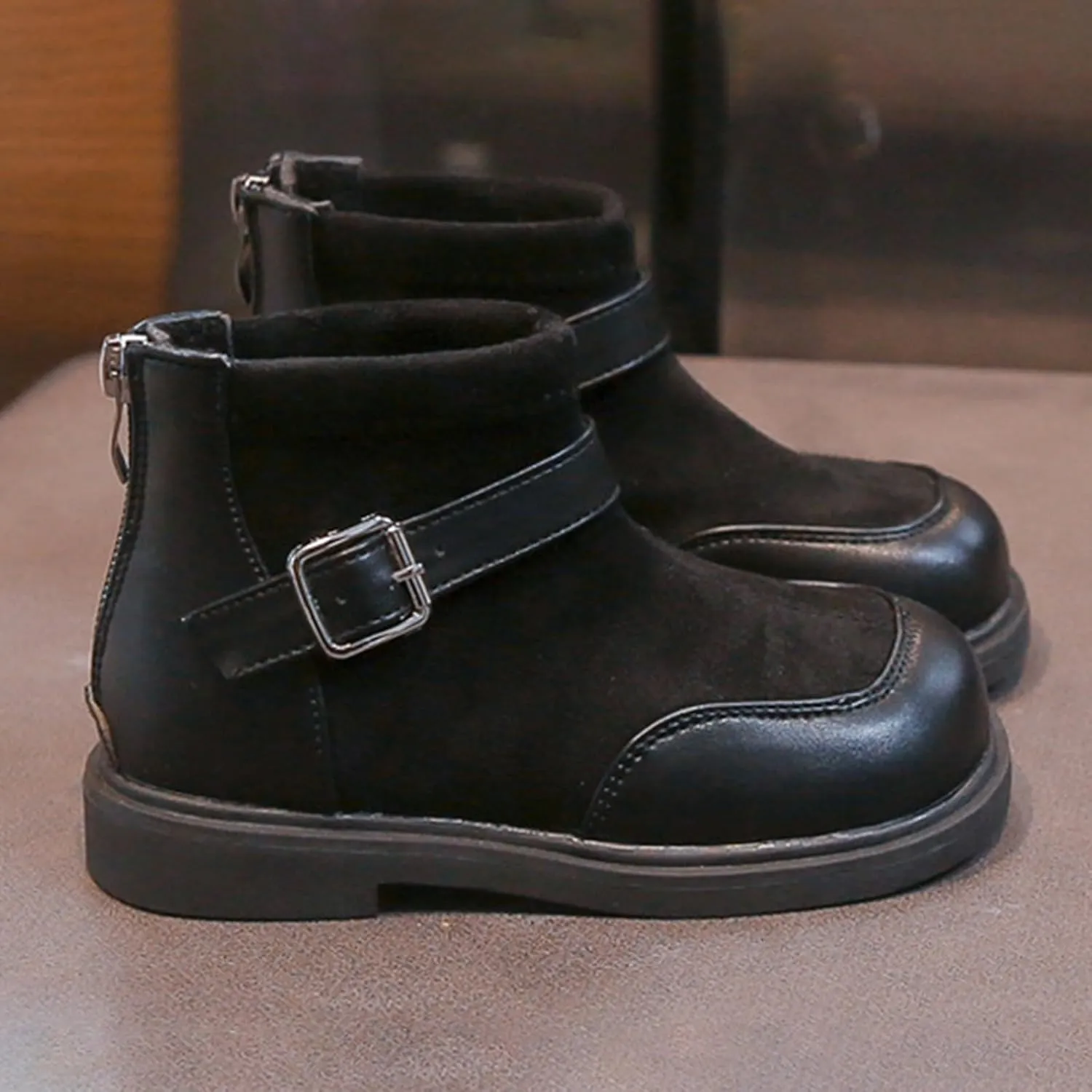 Baby Booties Boys Toddler Little Kid Warm Furry Winter Ankle Flat Snow Boot Snowproof Solid Color Boots Flat Platform