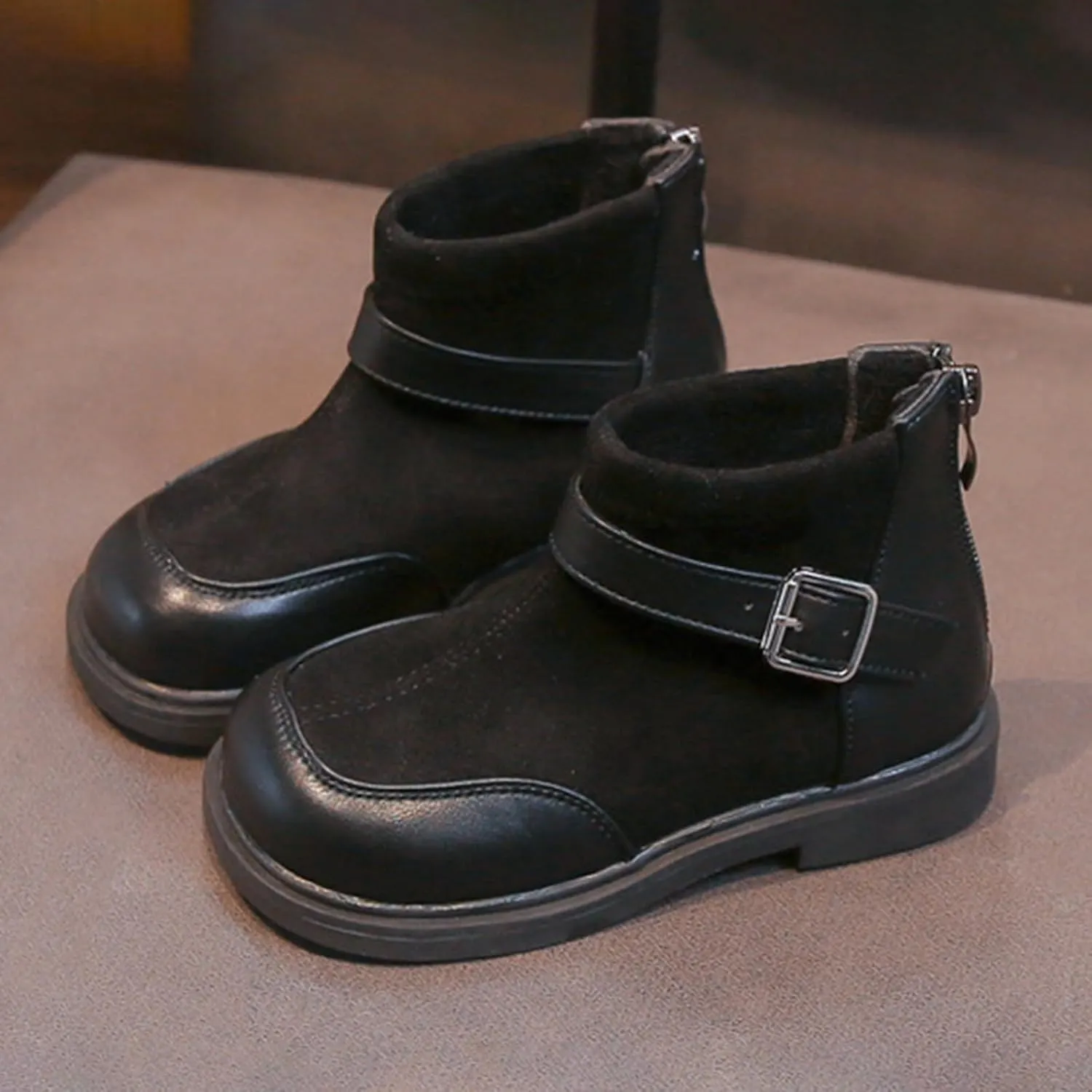 Baby Booties Boys Toddler Little Kid Warm Furry Winter Ankle Flat Snow Boot Snowproof Solid Color Boots Flat Platform