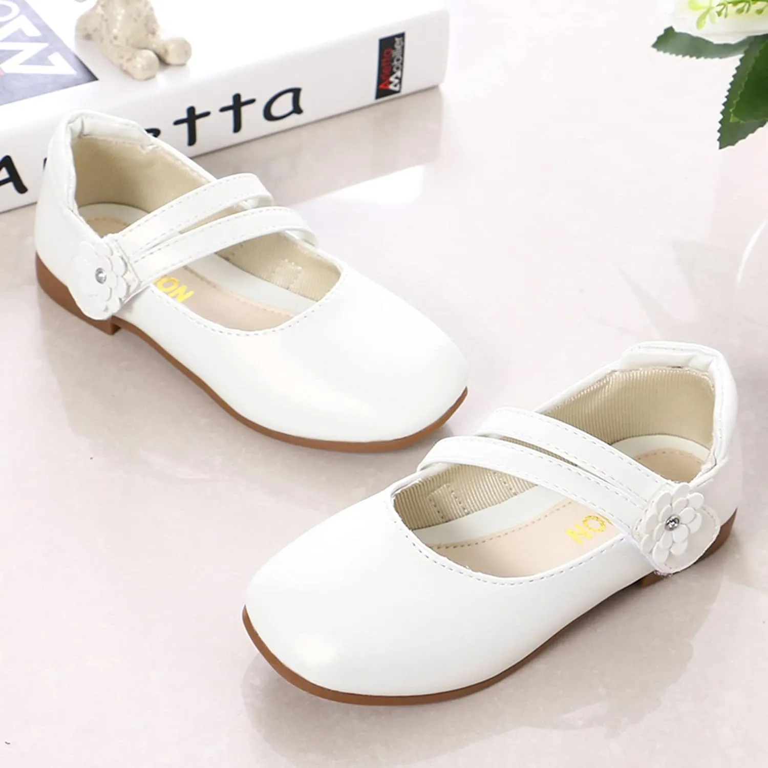 Baby Girls Dress Shoes Flower Girl Little Kids Mary Jane Ballet Flats Flower Wedding Party Communion Shoes