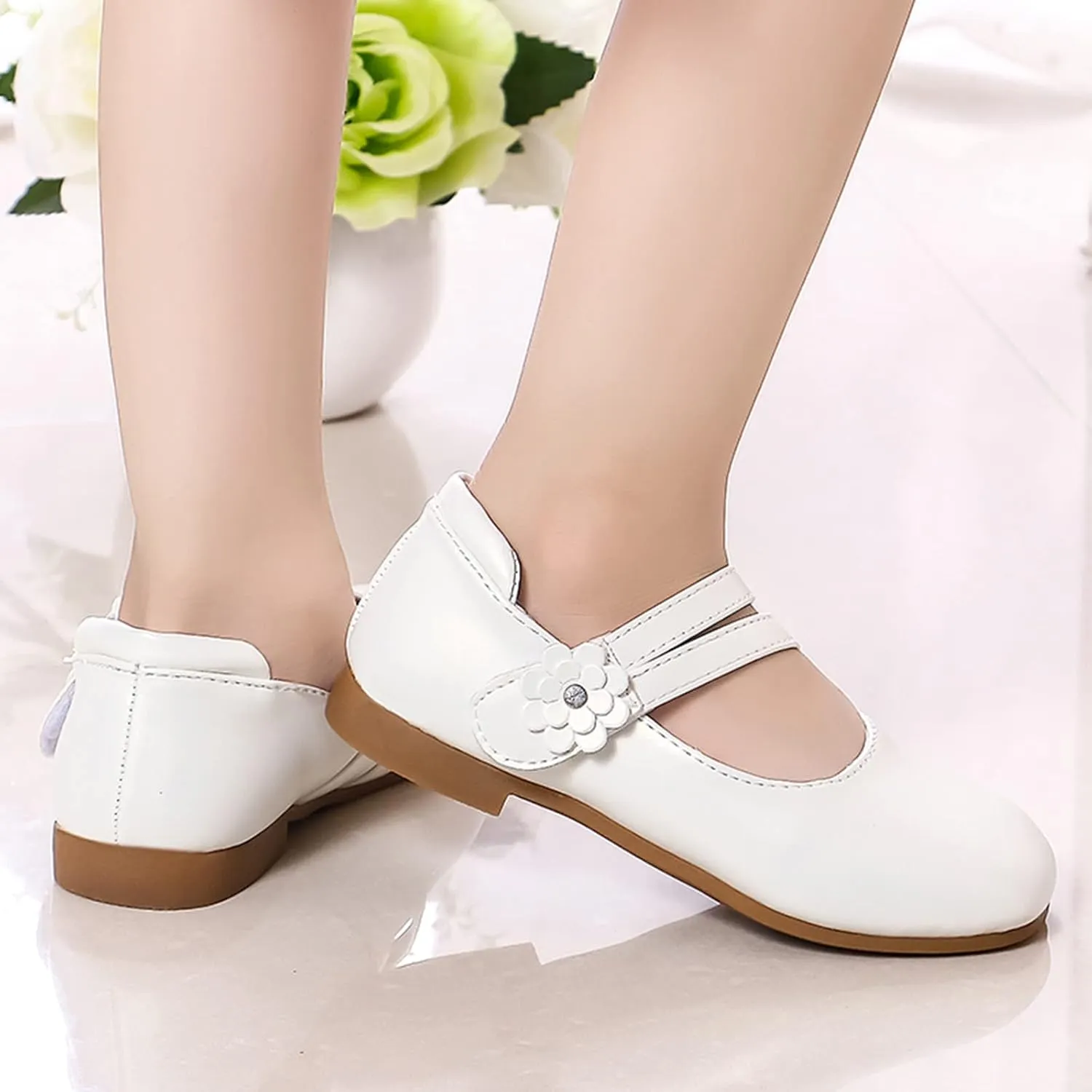 Baby Girls Dress Shoes Flower Girl Little Kids Mary Jane Ballet Flats Flower Wedding Party Communion Shoes