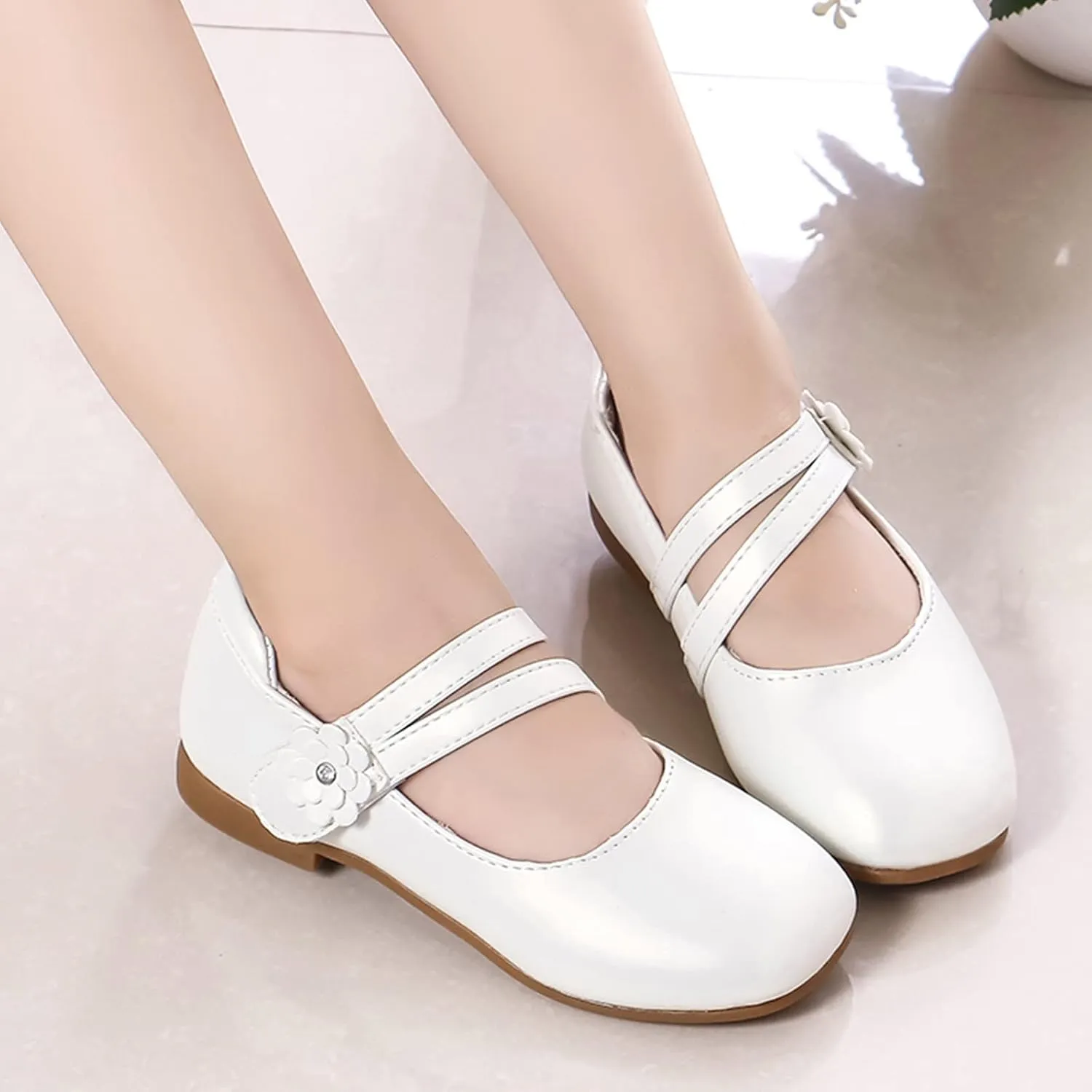 Baby Girls Dress Shoes Flower Girl Little Kids Mary Jane Ballet Flats Flower Wedding Party Communion Shoes