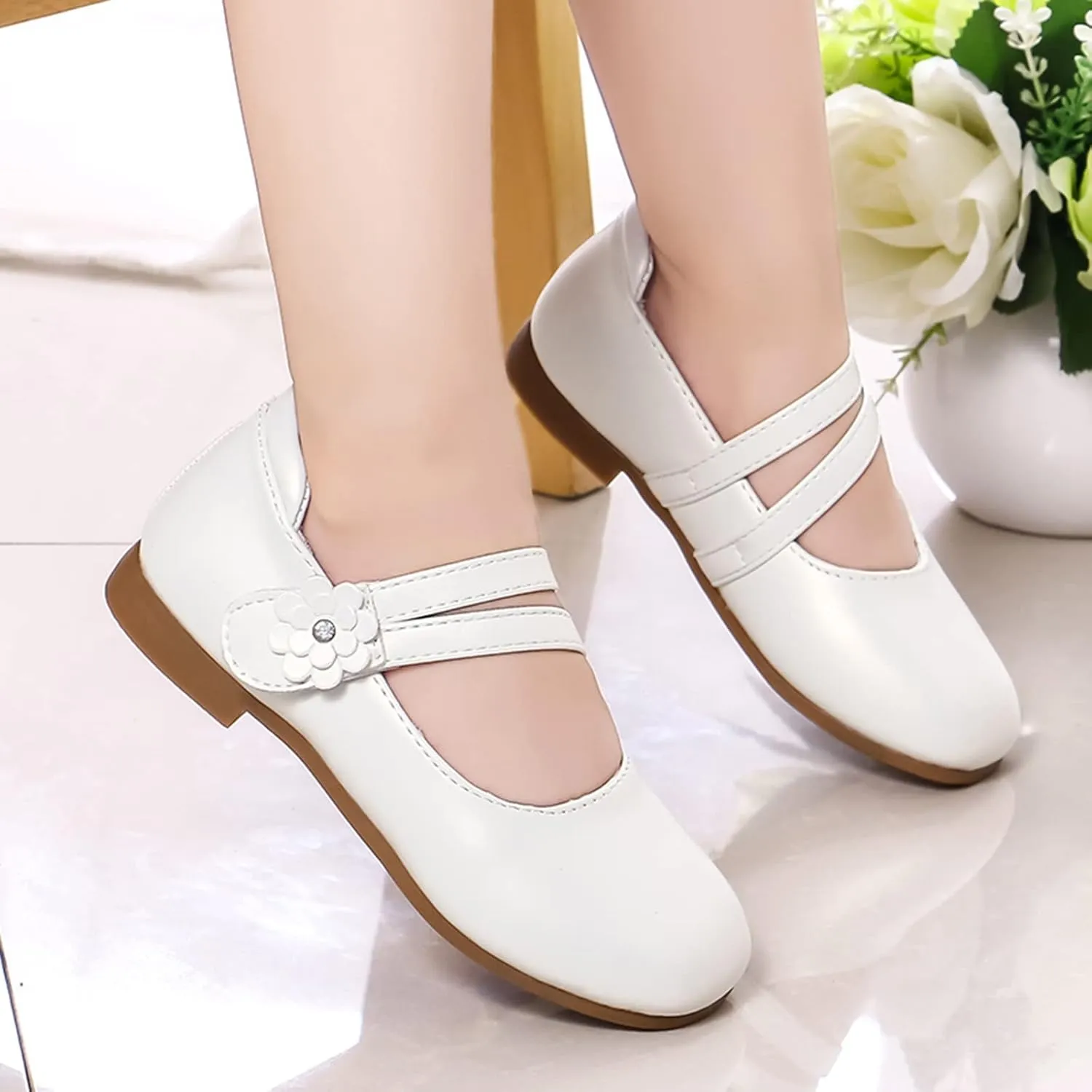 Baby Girls Dress Shoes Flower Girl Little Kids Mary Jane Ballet Flats Flower Wedding Party Communion Shoes
