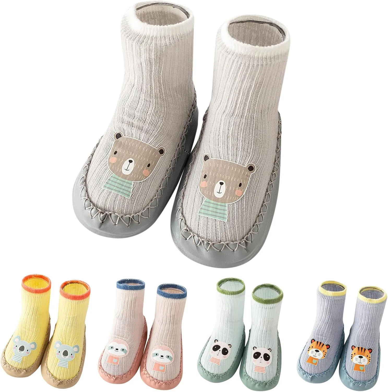 Baby Sock Shoes Infant Boys Girls Walking Shoes Non-Slip Breathable Slippers Soft Rubber Sole Slip On Sneakers