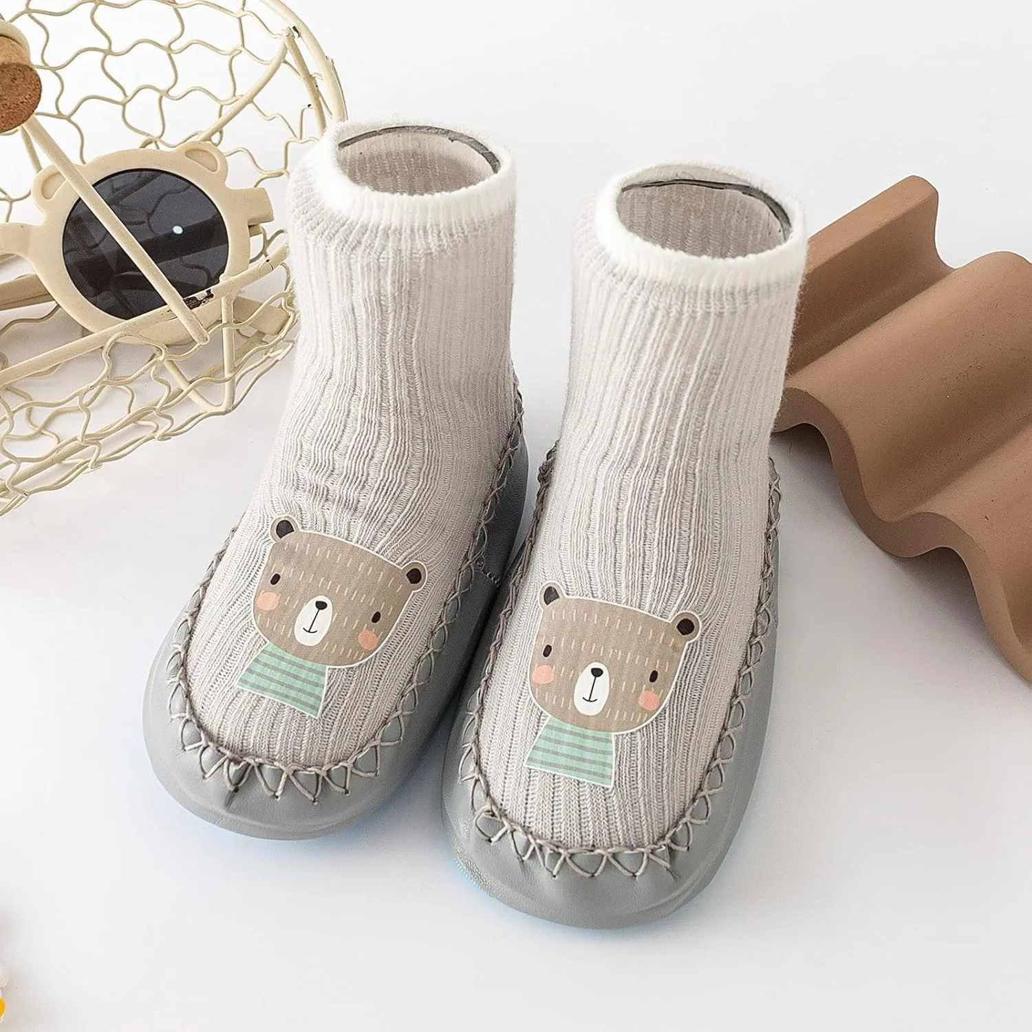 Baby Sock Shoes Infant Boys Girls Walking Shoes Non-Slip Breathable Slippers Soft Rubber Sole Slip On Sneakers