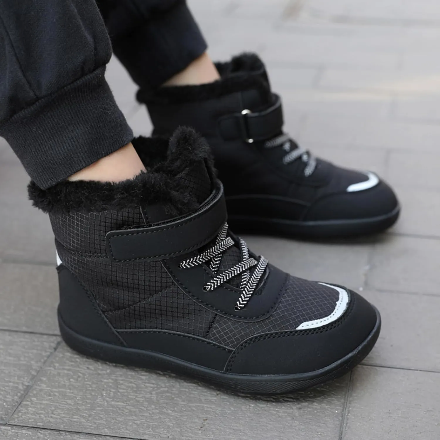 Boys Girls Barefoot Winter Boots With Wide Toe Box Slip Drop Sole Ankle Winter Snow Boots For Boys Shoes Size 1