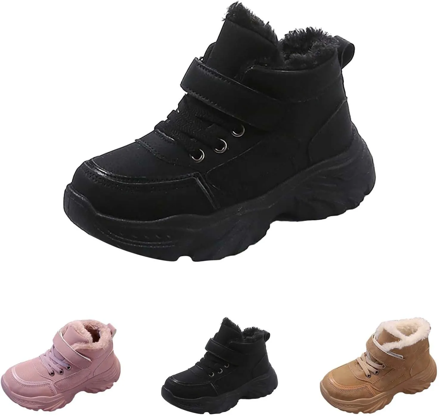 Boys Girls Snow Ankle Boots Winter Slip On Warm  Lined Lightweight Water-Proof Cold Weather Sport Shoes