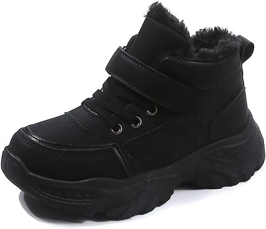 Boys Girls Snow Ankle Boots Winter Slip On Warm  Lined Lightweight Water-Proof Cold Weather Sport Shoes