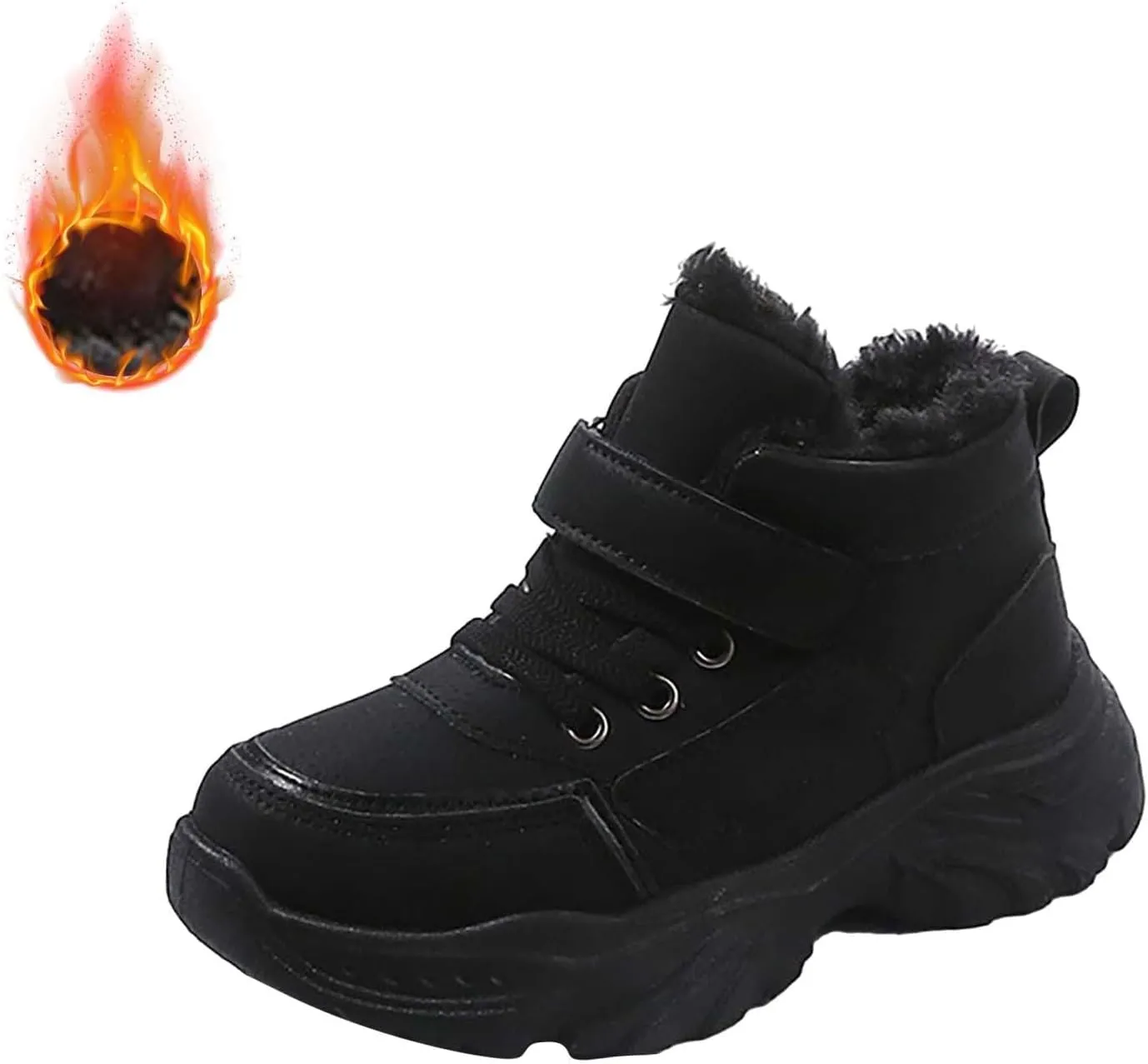 Boys Girls Wterproof Ankle Boots Warm Faux Fur Fashion Sneakers High Top Booties Walking Running Furry Shoes