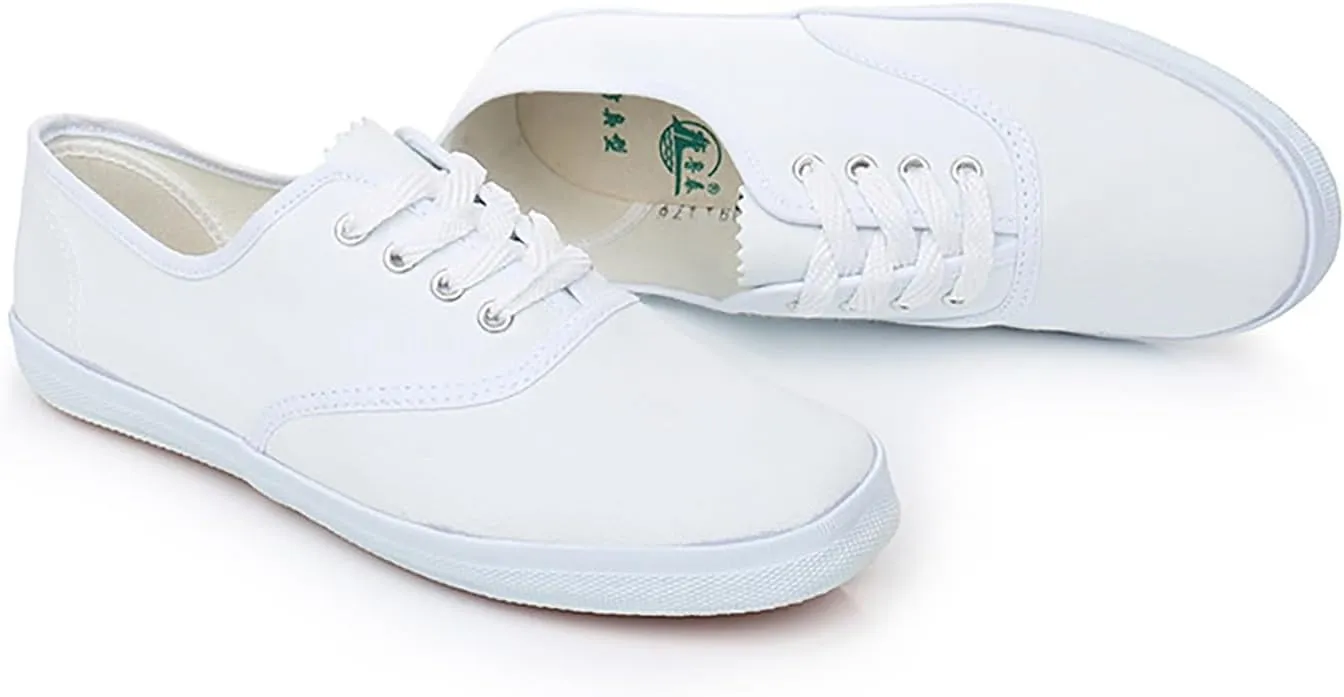 Casual White Shoes for Men and Women Fashion Simple Canvas Shoes Flat Bottom Comfortable Lightweight Rubber Sole Sneakers Soft Work Walking Shoe