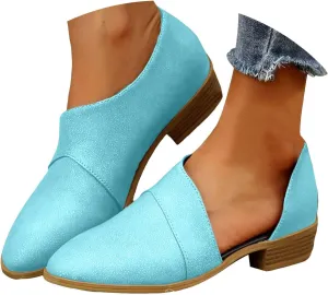 Cathalem Ankle Boots for Women Low Heel V Cut Out Pointed Toe Chunky Low Heel Dressy Western Cowboy Boots