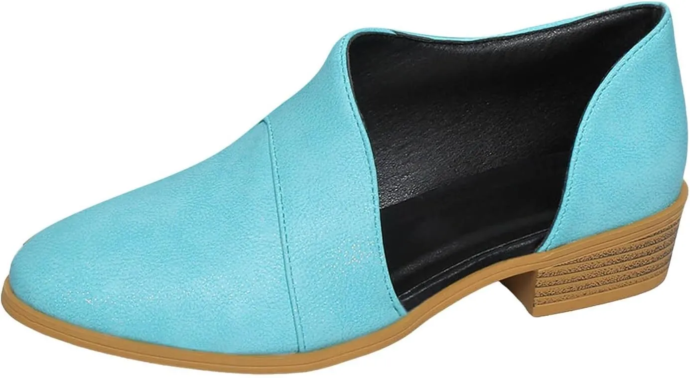 Cathalem Ankle Boots for Women Low Heel V Cut Out Pointed Toe Chunky Low Heel Dressy Western Cowboy Boots