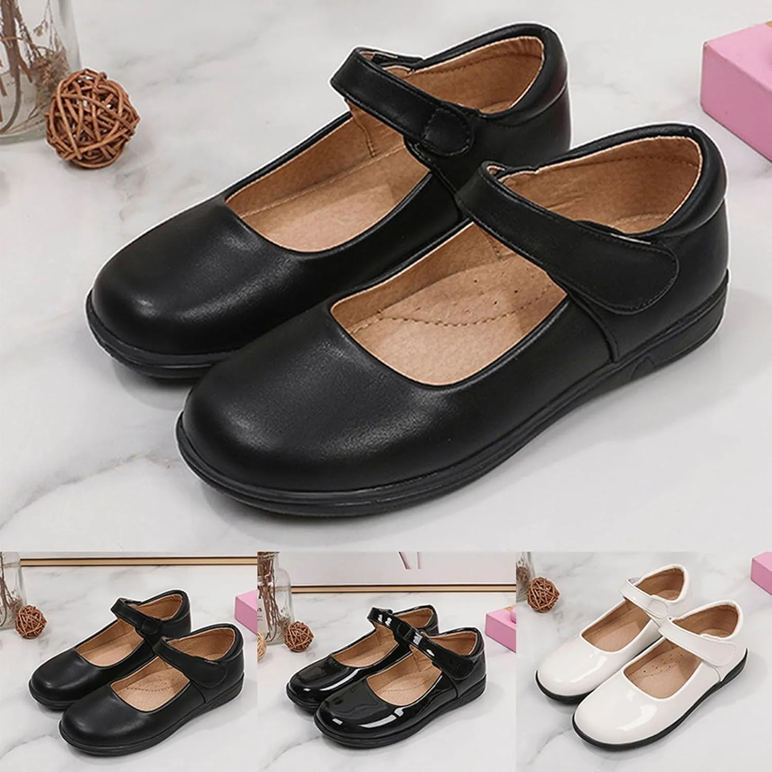 Children's Girl Mary Jane Leather Shoes Princess Classic Wedding Birthday Par𝘁y Dress Low Heel Platform Flat𝘀