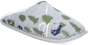 Club Room Men's Forest-Print Fleece-Lined Slippers (Grey, Medium)