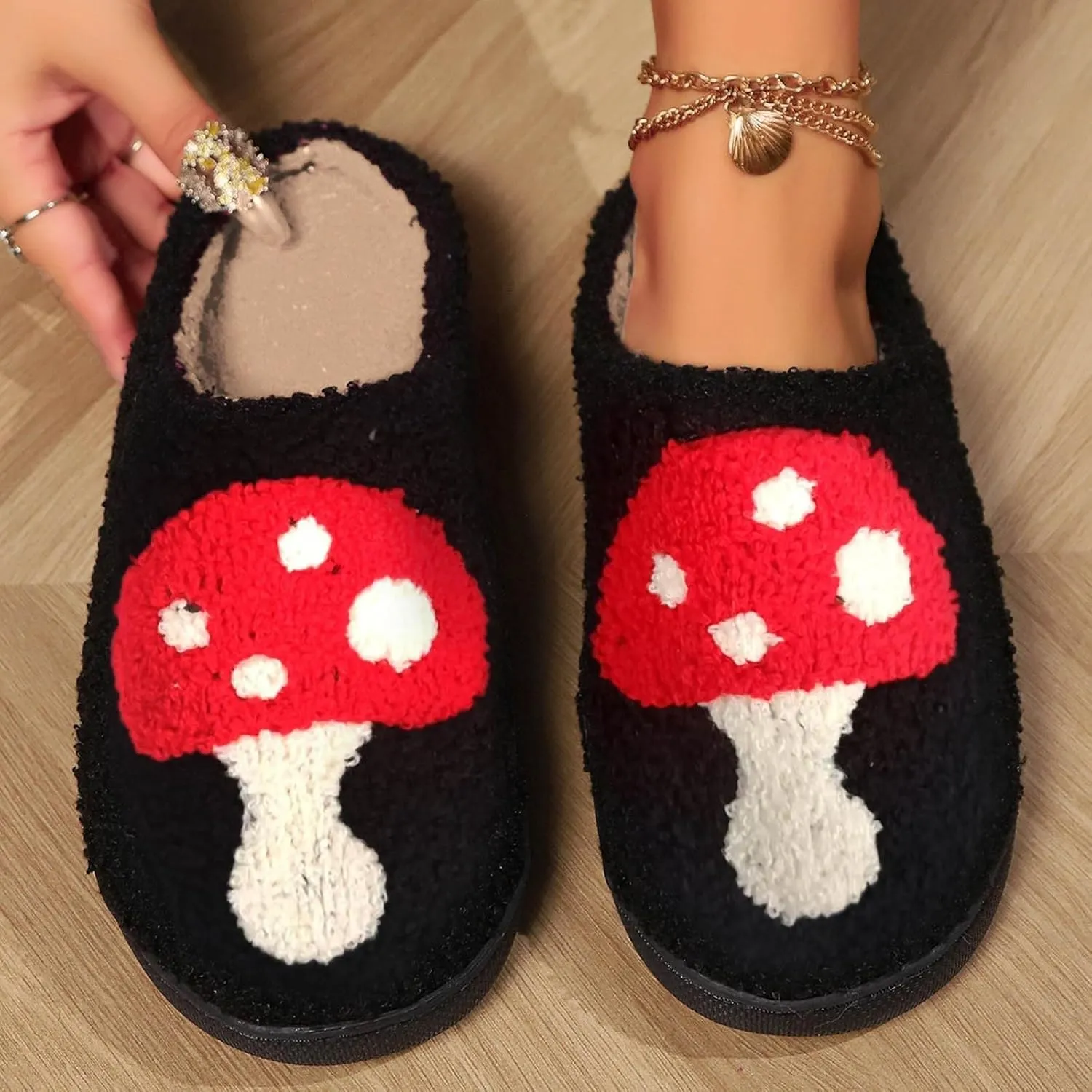 Cute Cotton Slippers Indoor Slipper And Plush Shoes Shoes Cozy Comfy Slippers for Home Ruffle Slides for Women