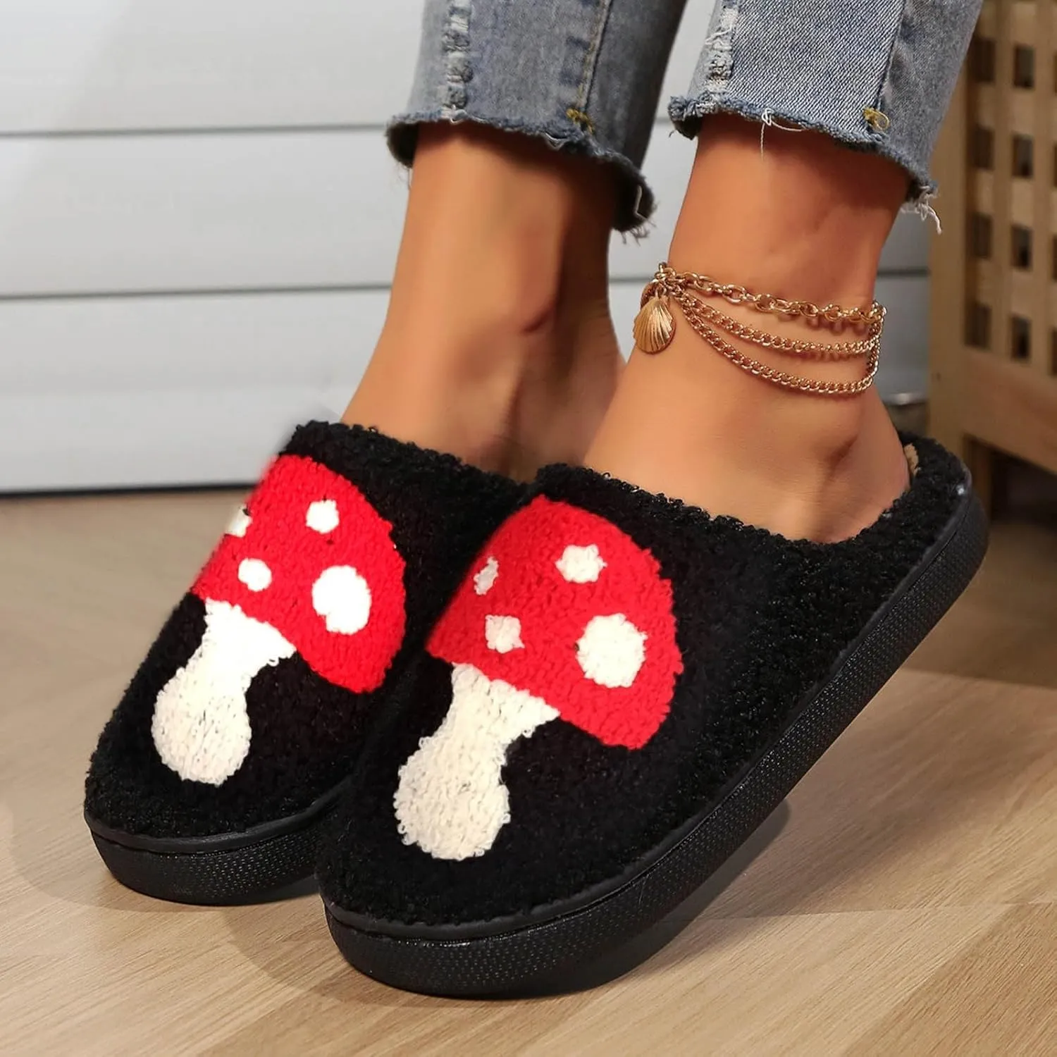 Cute Cotton Slippers Indoor Slipper And Plush Shoes Shoes Cozy Comfy Slippers for Home Ruffle Slides for Women