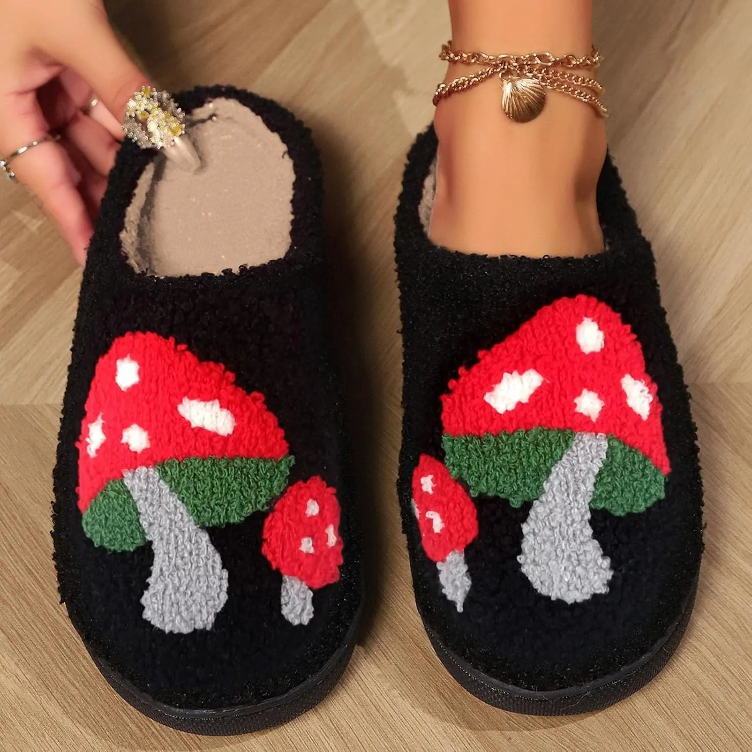 Cute Cotton Slippers Indoor Slipper And Plush Shoes Shoes Cozy Comfy Slippers for Home Ruffle Slides for Women