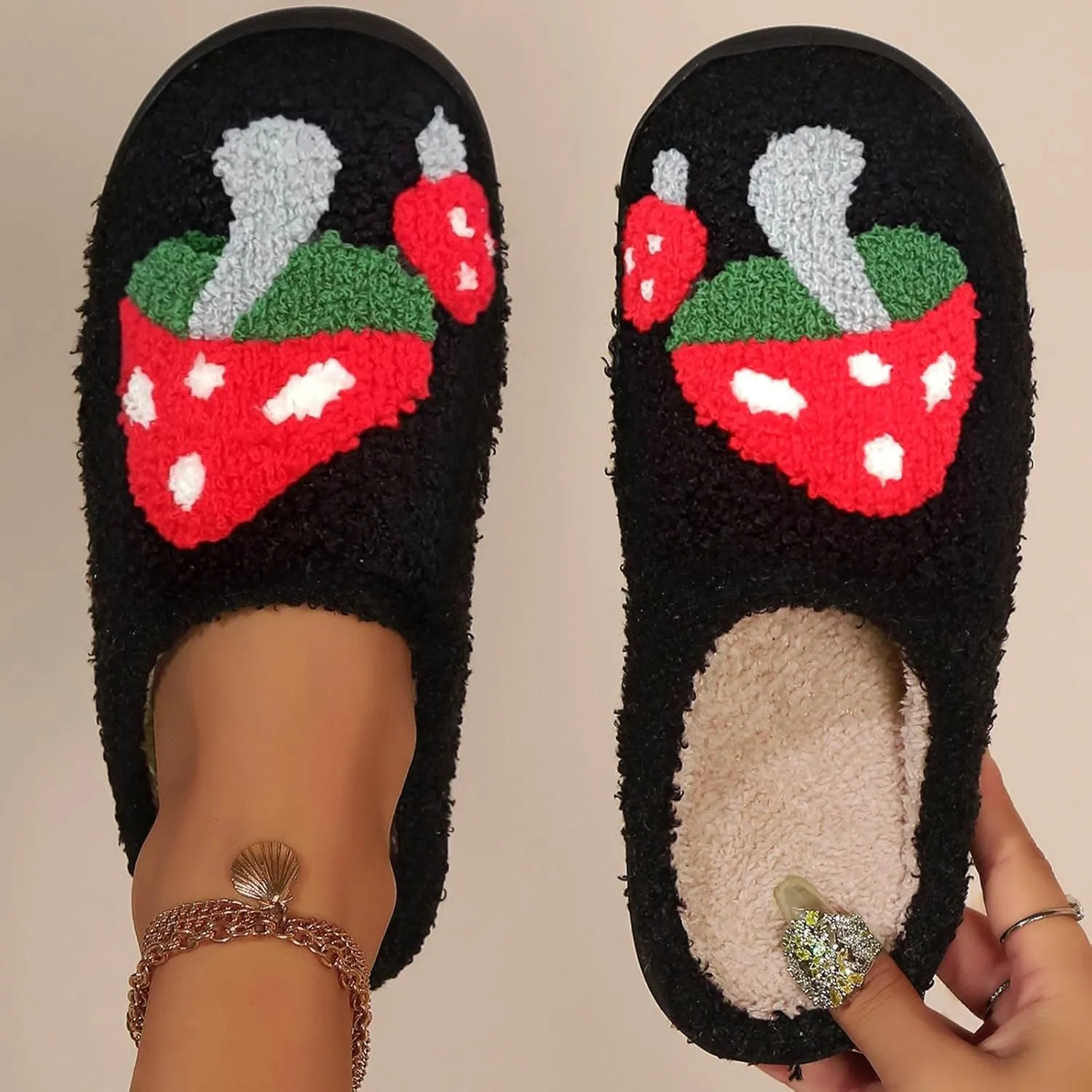 Cute Cotton Slippers Indoor Slipper And Plush Shoes Shoes Cozy Comfy Slippers for Home Ruffle Slides for Women