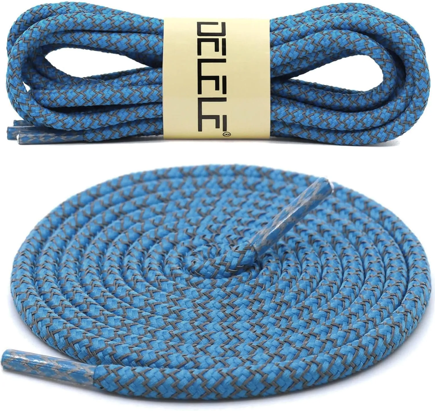 DELELE 2 Pairs 4/25" Thick Round Reflective Shoe Laces Safety Highlight Rope