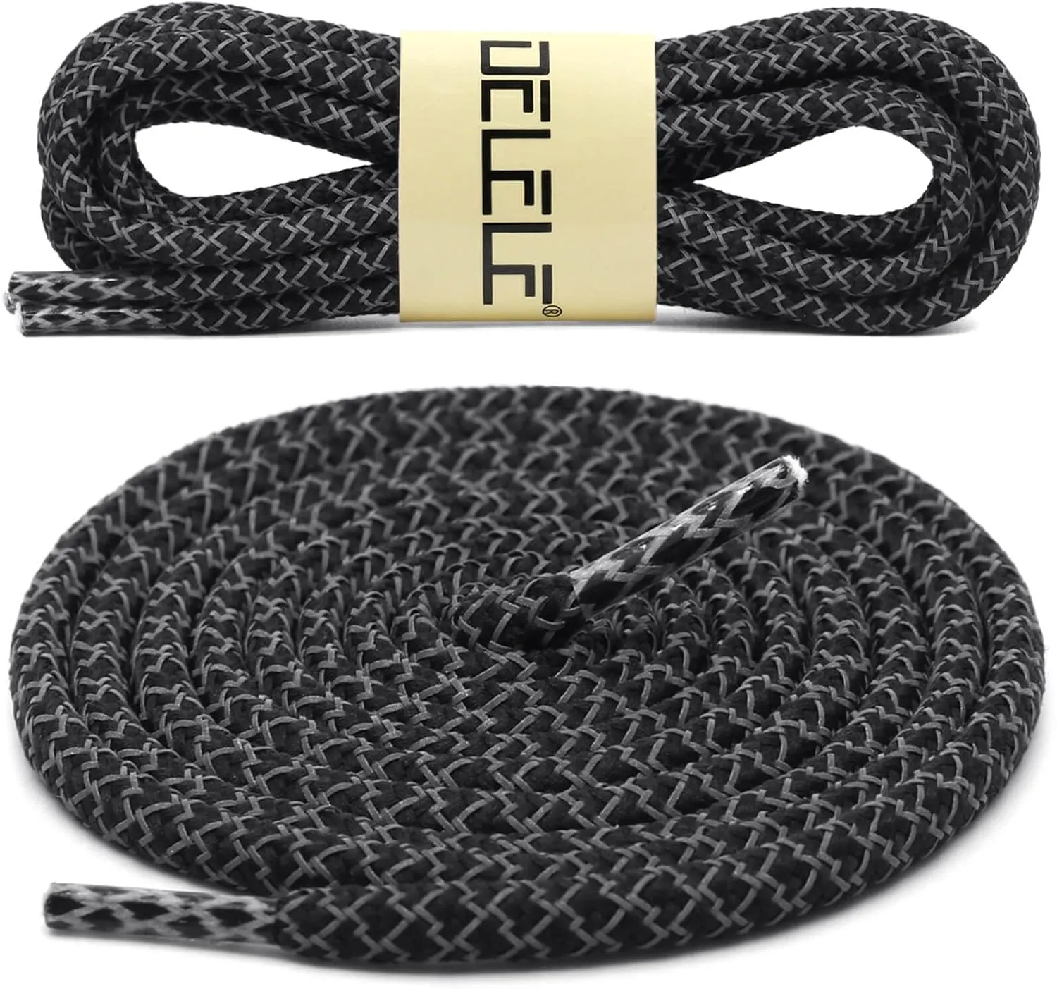 DELELE 2 Pairs 4/25" Thick Round Reflective Shoe Laces Safety Highlight Rope