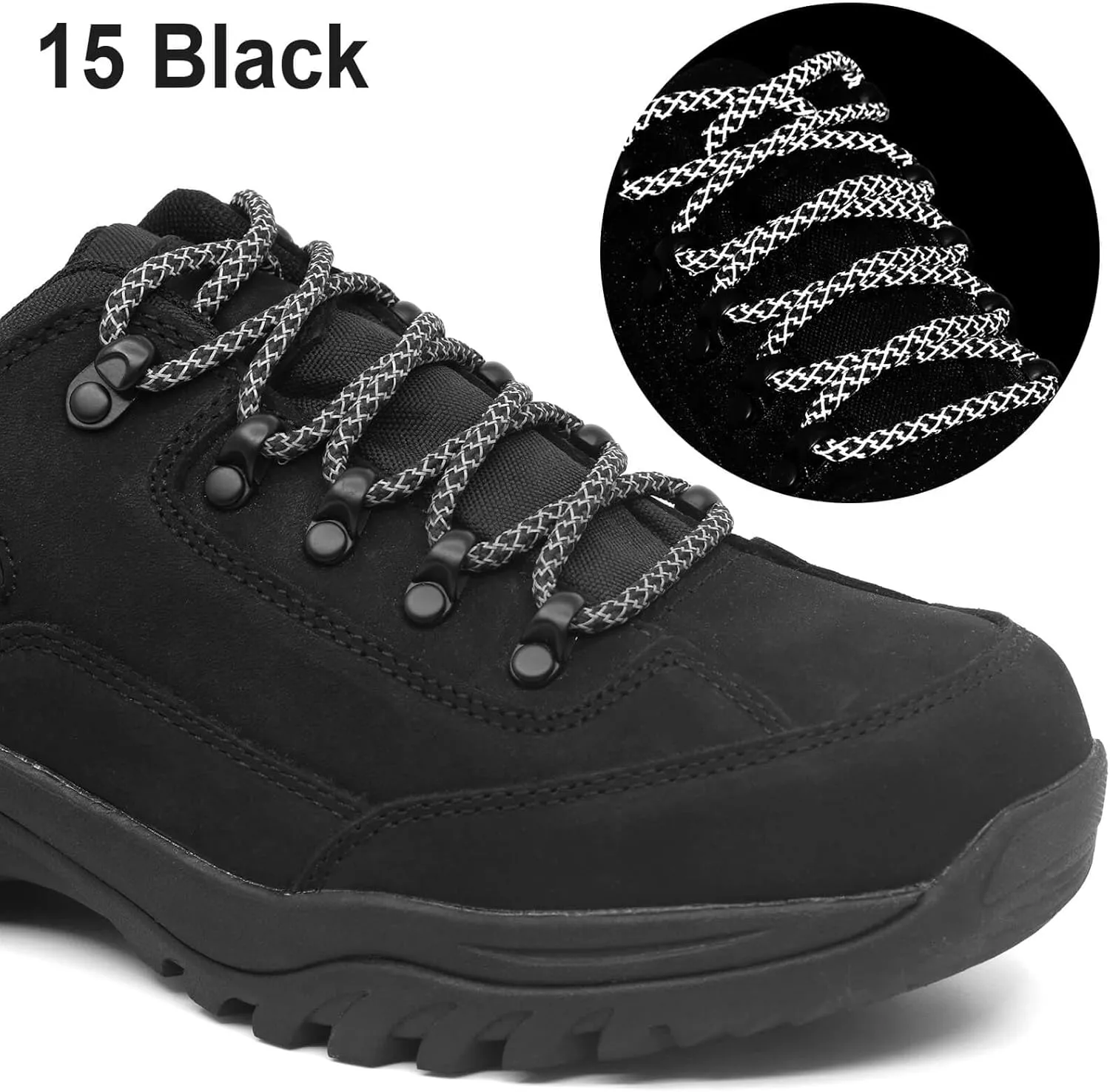 DELELE 2 Pairs 4/25" Thick Round Reflective Shoe Laces Safety Highlight Rope