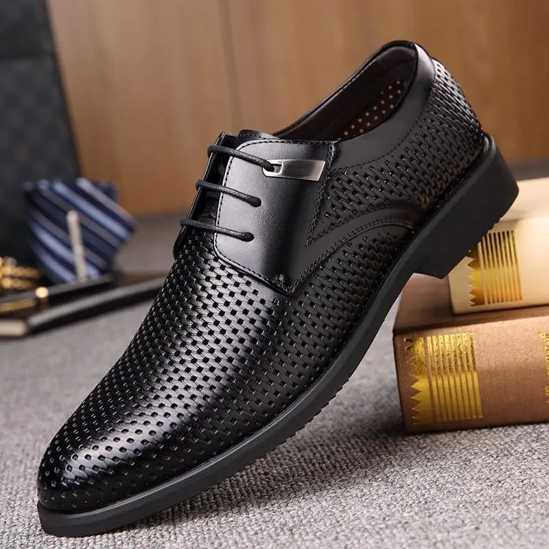 Derby Shoes Men Business Casual Derby Shoes Slip On Platform Oxford Shoes for Men Leather Shoelaces for Dress Shoes Mens(Black,8)