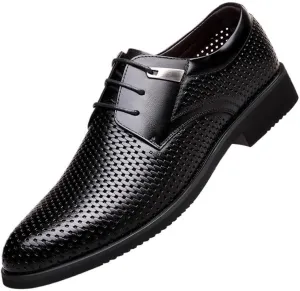 Derby Shoes Men Business Casual Derby Shoes Slip On Platform Oxford Shoes for Men Leather Shoelaces for Dress Shoes Mens(Black,8)
