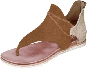 Eduavar Sandals for Women Casual Summer, Flat Sandals for Women Summer Beach Sandals Comfortable Open Toe Flip Flops Sandals