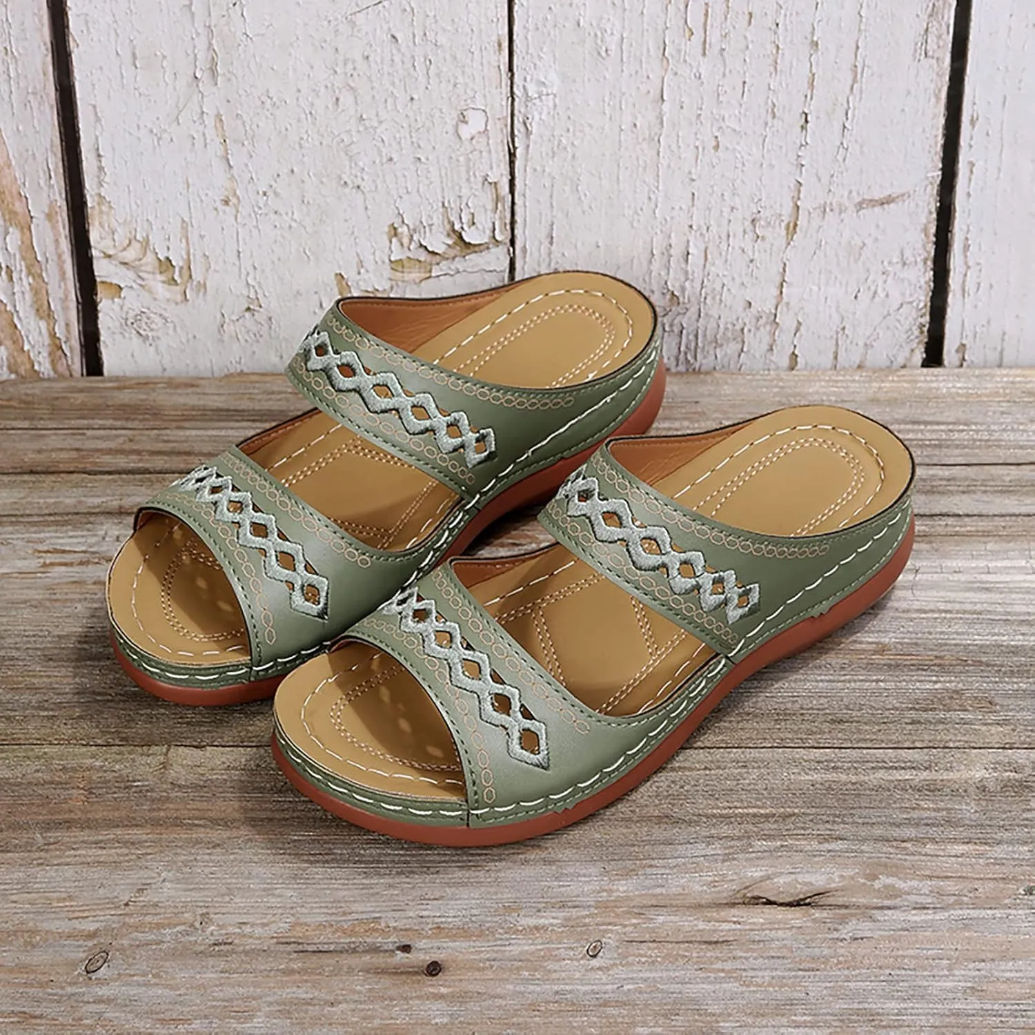Eduavar Womens Wedge Sandals, Orthopedic Sandals for Women Retro Sandals Open Toe Anti-Slip Comfy Walking Sandals