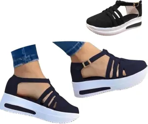 Fanyil Women's Comfy Orthotic Sandals, Fanyil Womens Sandals, Women Closed Toe Platform Wedges Slip On Walking Shoes