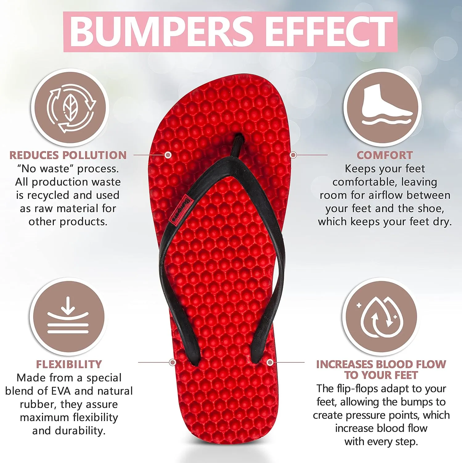 Flip Flops For Women - Beach & Shower Sandals For Womens, Comfortable Massage Acupressure Slippers, Indoor & Outdoor Footwear