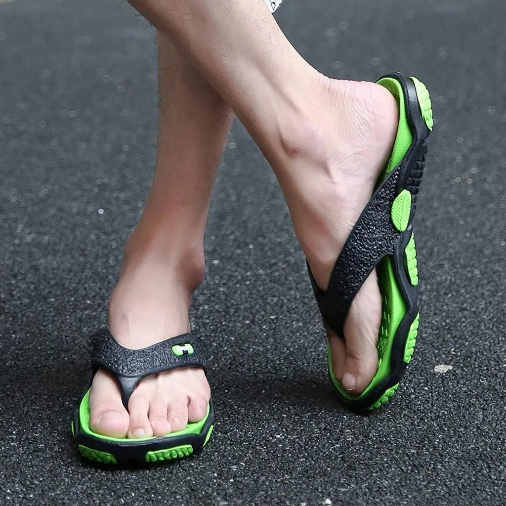 Flip Flops for Women Men's Fashion Spliced Soft Soled Flip Flops Outdoor Beach Foot Ware Man Slipper