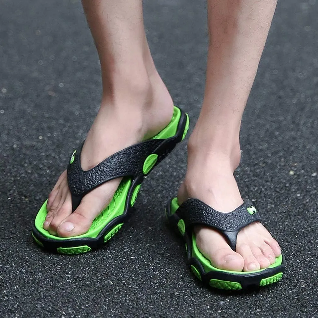 Flip Flops for Women Men's Fashion Spliced Soft Soled Flip Flops Outdoor Beach Foot Ware Man Slipper