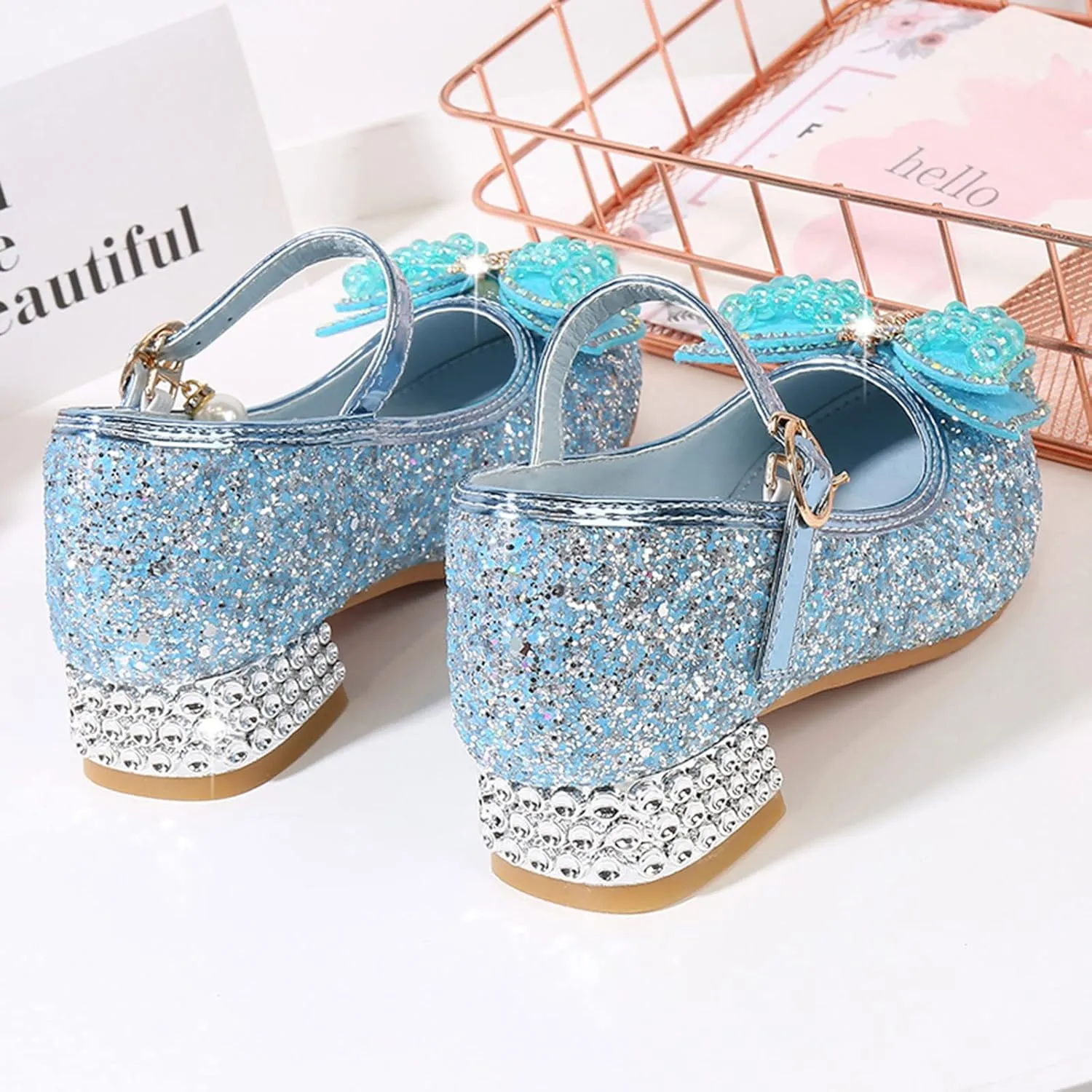 Flower Girls Wedding Heel Princess Shoes Flats for Kid Toddler Mary Jane Glitter Bows Sequin Party Dress Shoes