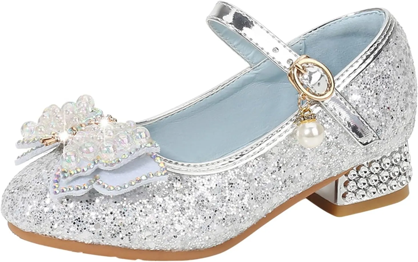 Flower Girls Wedding Heel Princess Shoes Flats for Kid Toddler Mary Jane Glitter Bows Sequin Party Dress Shoes