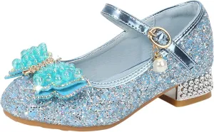 Flower Girls Wedding Heel Princess Shoes Flats for Kid Toddler Mary Jane Glitter Bows Sequin Party Dress Shoes