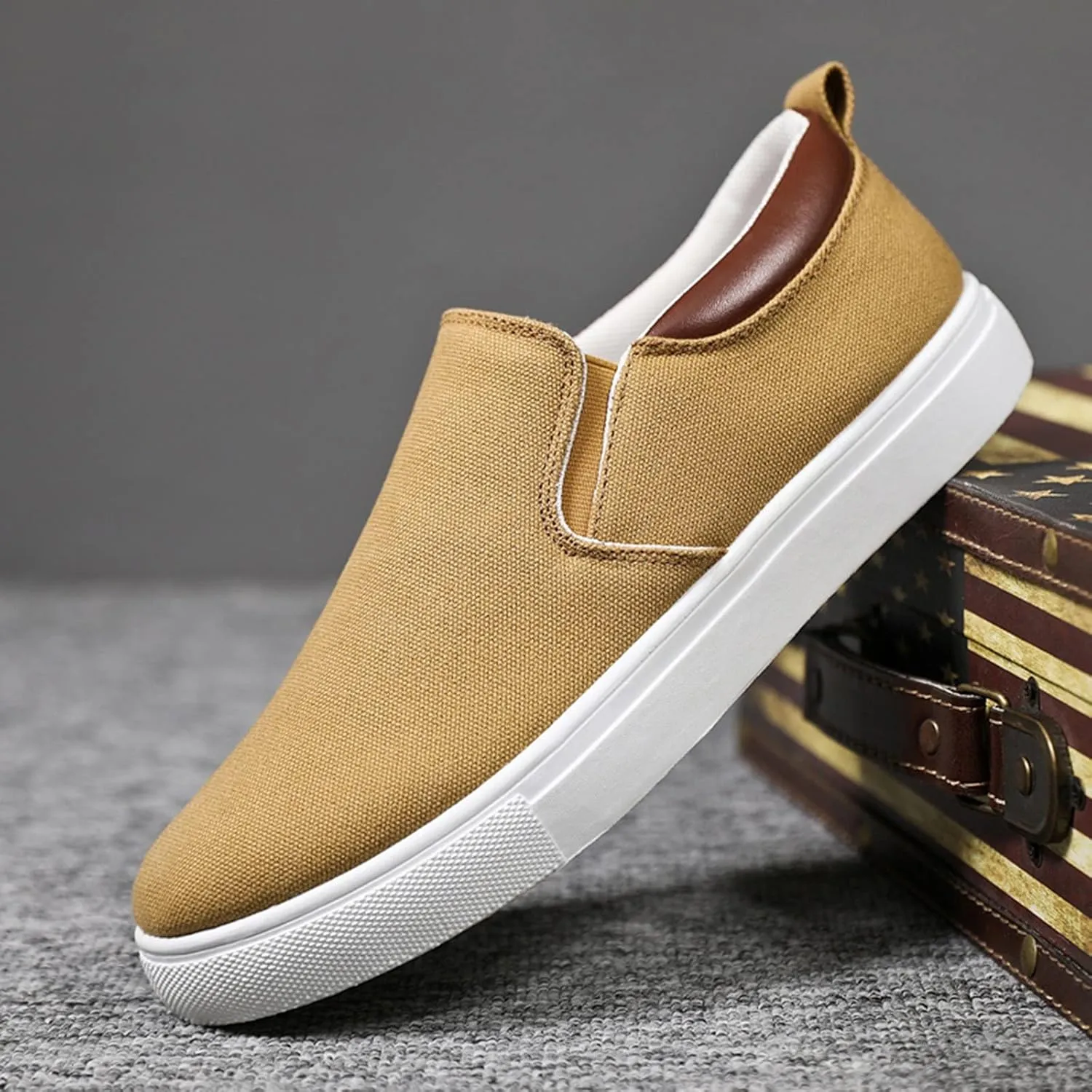 Foot Comfortable Men's Flat-Bottomed Fashionable Shoes Running Men's Sneaker Crease Shoes