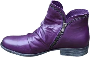 Gibobby Ankle Boots for Womens Low Heel Boots Pointed Toe Stacked Mid Heel Ankle Boots V Cut Back Zipper Booties