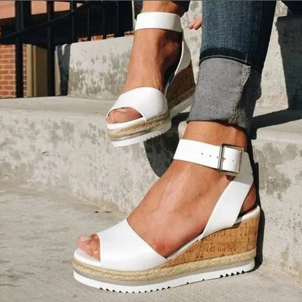 Gibobby Sandals for Women Wide Width,Women's Platform Sandals Casual Summer Flatform Ankle Buckle Strap Open Toe Sandals