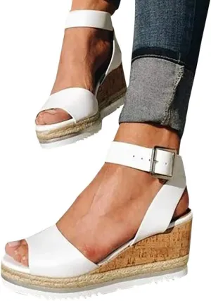 Gibobby Sandals for Women Wide Width,Women's Platform Sandals Casual Summer Flatform Ankle Buckle Strap Open Toe Sandals