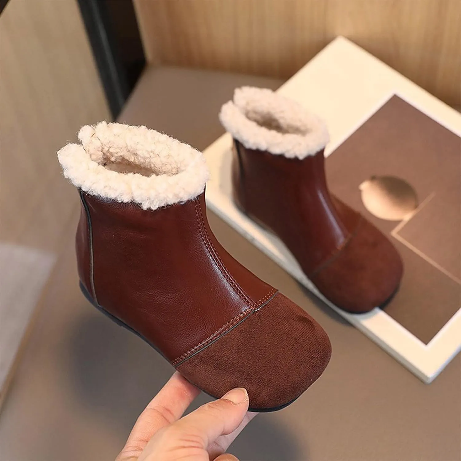 Girl Boots Fashion Winter Children Boots Boys And Girls Ankle Boots Flat Bottom Flat Heel Round Toe High Top Ankle Boots
